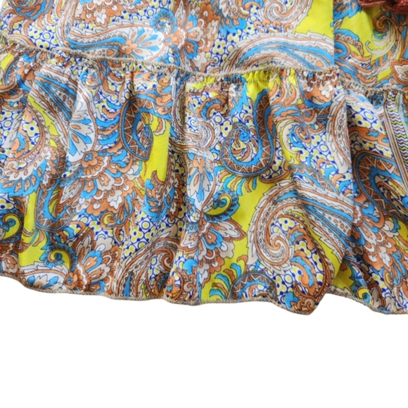 Kasturi Vintage Silk Dress Tassle Open Back Halter Paisley Boho Made in India - Picture 6 of 9